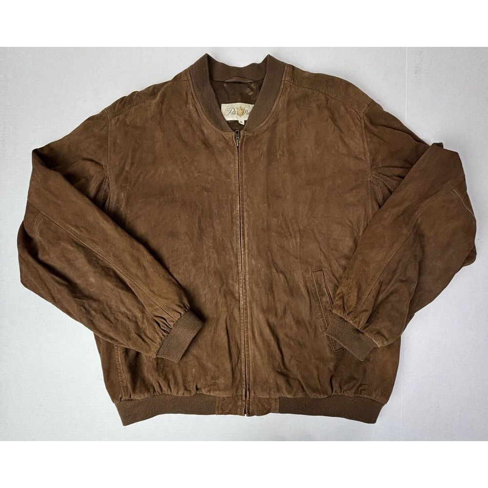 VTG Peter Millar Lamb Skin Suede‎ Bomber Jacket Men's XL Brown Sports Lined EUC